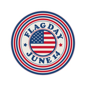 Flag Day celebration stamp over white background