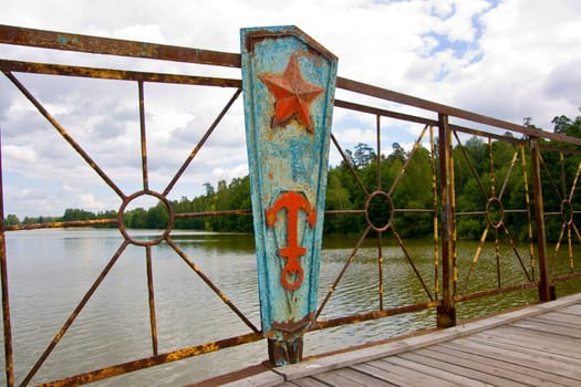 Old rusty part of bridge