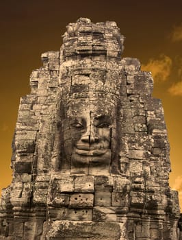 Four-faces Vishnu in Bayon temple in Angkor Thom