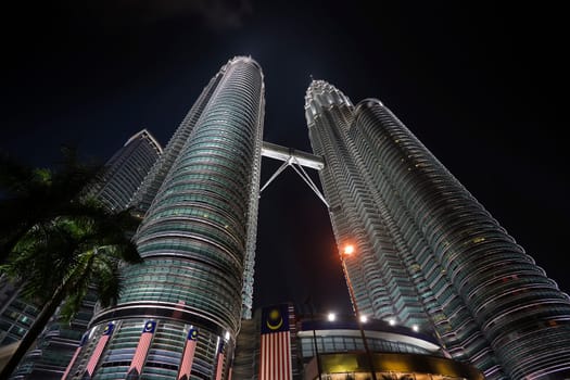 The Petronas Towers at night. Kuala Lumpur city