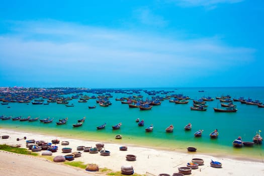 Mui Ne fishing village with a lot of boat