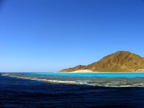 Deserted island in the red sea and a lagoon