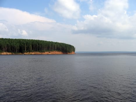 Wood at coast of the Kama river