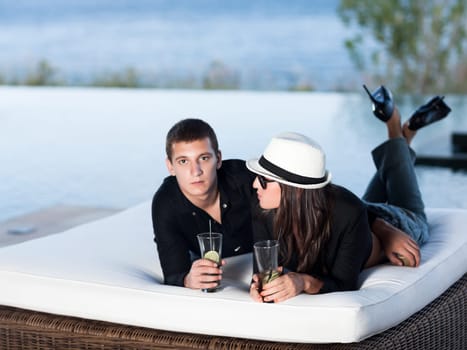 Young couple. Focus on woman