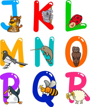 Cartoon Colorful Alphabet Set with Funny Animals