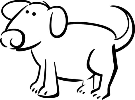 cartoon doodle illustration of dog for coloring book