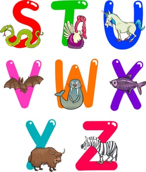 Cartoon Colorful Alphabet Set with Funny Animals