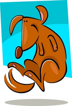 cartoon doodle illustration of happy brown dog