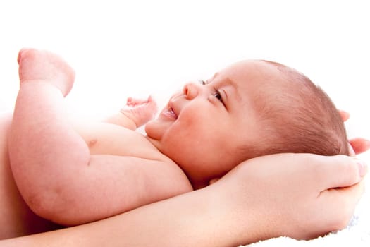 baby protected by mother&#039 s hands