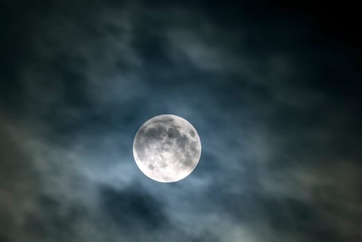 nightly sky with large moon