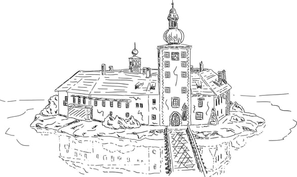vector - Ort lake castle , isolated on background