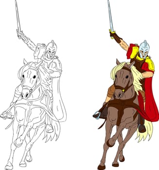 vector - knight on horse isolated on background