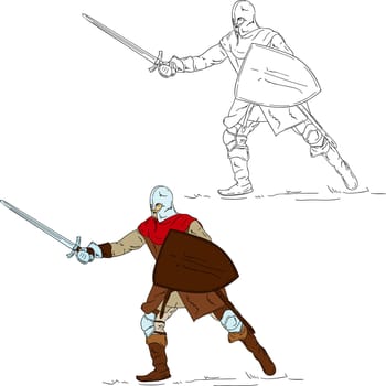 vector - Knight with sword isolated on background