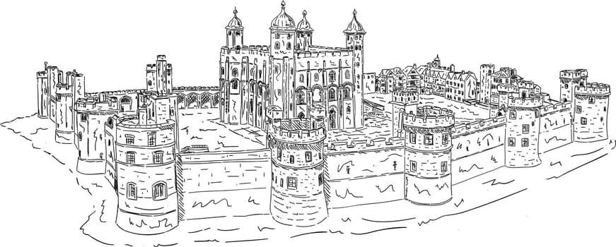 vector - The Tower of London, isolated on background