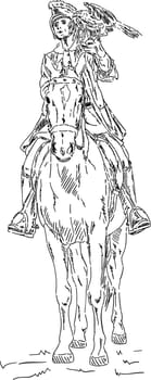 vector - Falconer on horse with her falcon