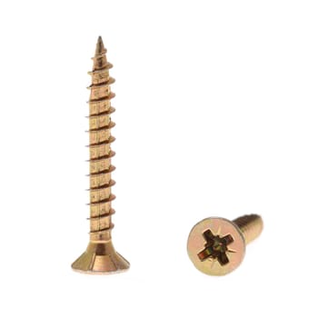 details of gold screws isolated on white