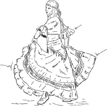 vector - Woman Flamenco dancer in a historic dress , isolated on backgroud