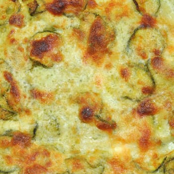 Detail of courgettes (zucchini) omelette vegetarian food