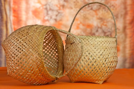 Some wicker baskets of different shapes and sizes