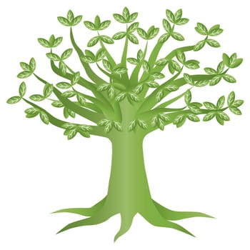 Green Eco Tree with Green Leaves Illustration Isolated on White Background