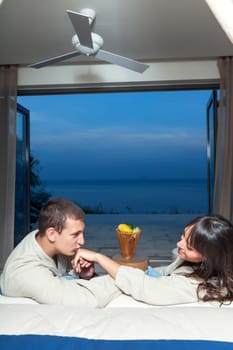 Young attractive couple in resort