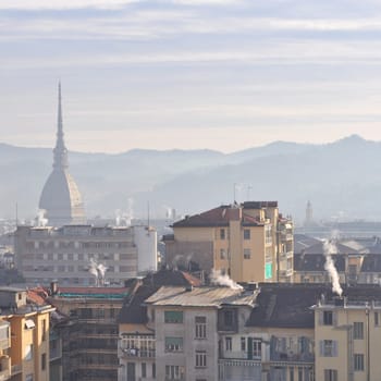City of Turin (Torino) skyline panorama birdeye seen from above