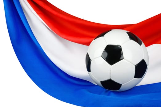 Football on a cleverly hanging Dutch flag