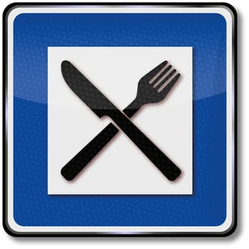 Traffic sign Essen and rest area