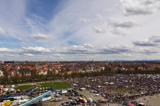 Munich's Theresienwiese with flea market and spring festival