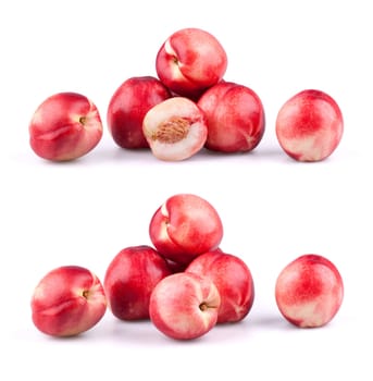 Nectarine peaches isolated on white background.