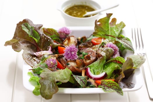 Spring salad with shiitake mushrooms