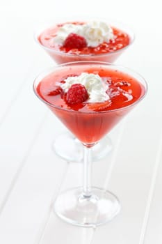 Delicious strawberry jelly with cream