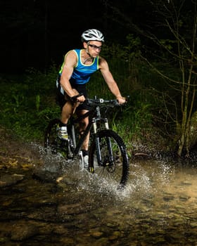 Mountain bikers in action