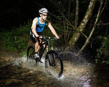 Mountain bikers in action