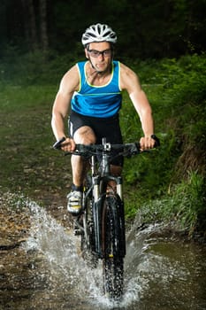 Mountain bikers in action