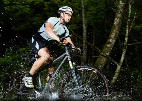 Mountain bikers in action