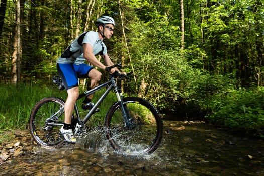 Mountain bikers in action