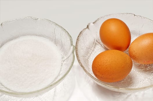 Baking ingredients,sugar and egg