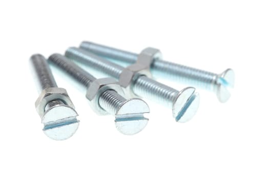 details of screws and nuts isolated on white