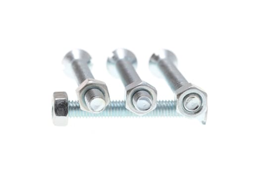 details of screws and nuts isolated on white