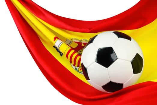 Football on a cleverly hanging Spanish flag