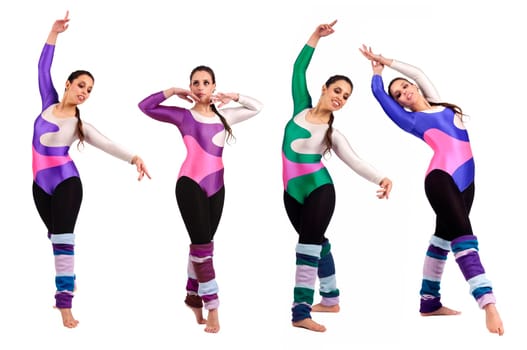 Dancer in different poses against a white background