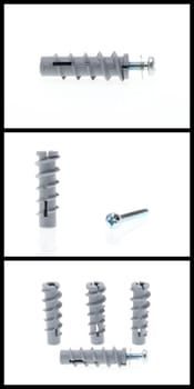 details of a dowels and a screw isolated on white
