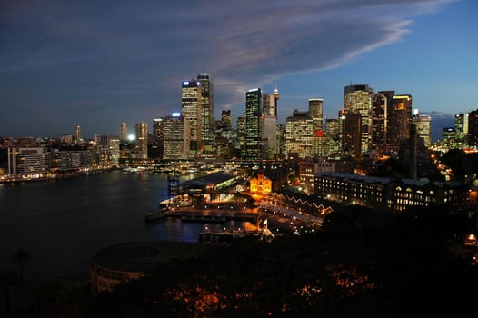 dusk in sydney, photo taken from harbour bridge