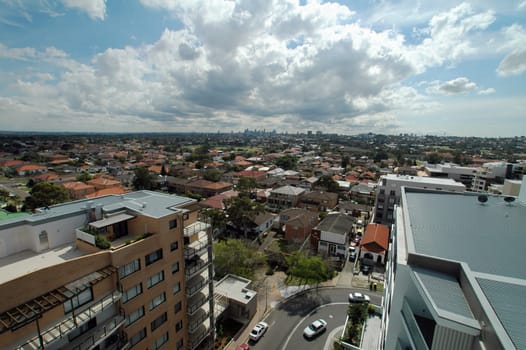Sydney view from Maroubra Junction, wide angel shot