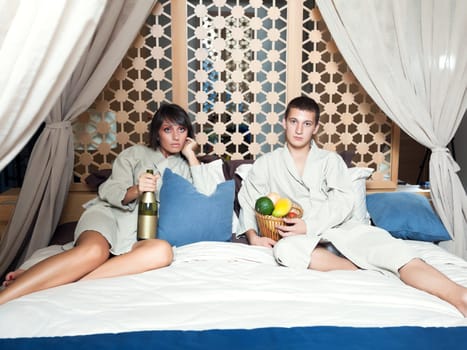 Young attractive couple in resort