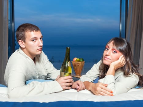 Young attractive couple in resort