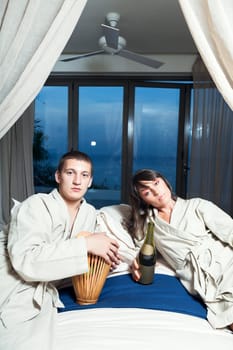Young attractive couple in resort
