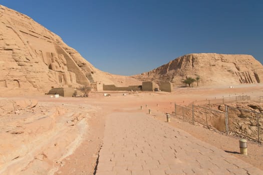 General view at the Abu Simbel Temple and Nefertari Temple (Nubia, Egypt)