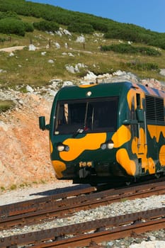 Mountain railway in Schneeberg (Austria, Europe). Detailed view.